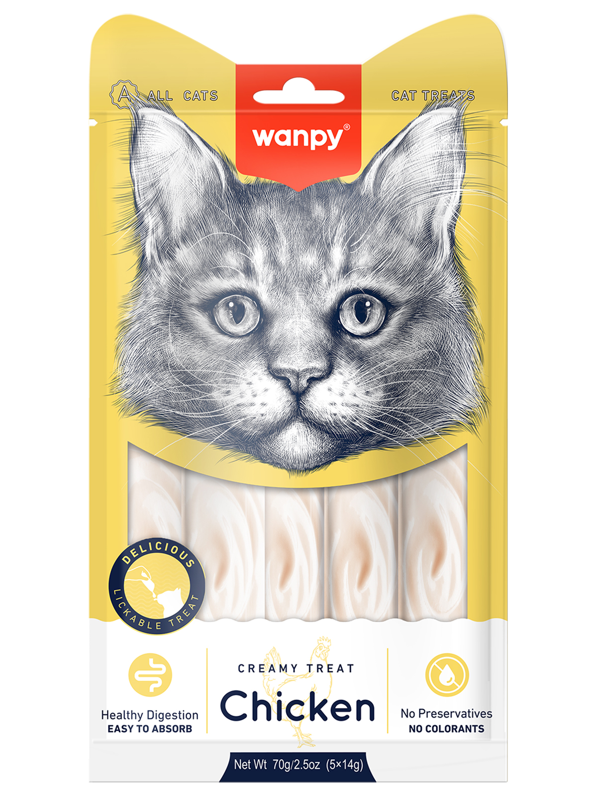 Wanpy Cat Лакомство для кошек «нежное пюре» из курицы 70 г