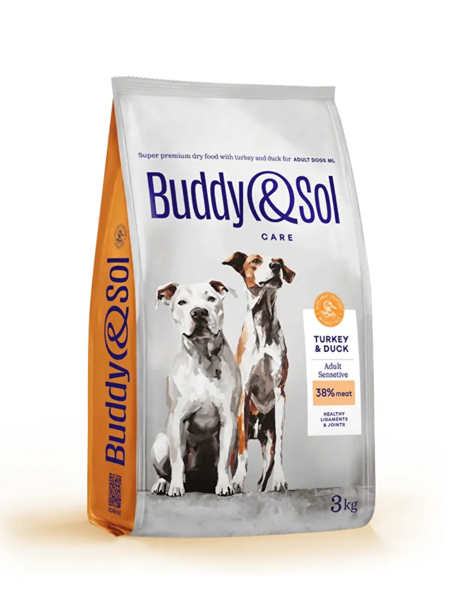 Buddy&Sol Care Сухой корм с индейкой для собак с чувствит. пищеварением 3кг