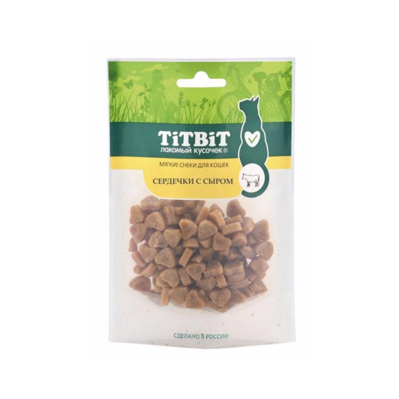 TiTBiT Лакомство Сердечки с сыром для кошек Мягкие снеки 50 гр 4690538017470