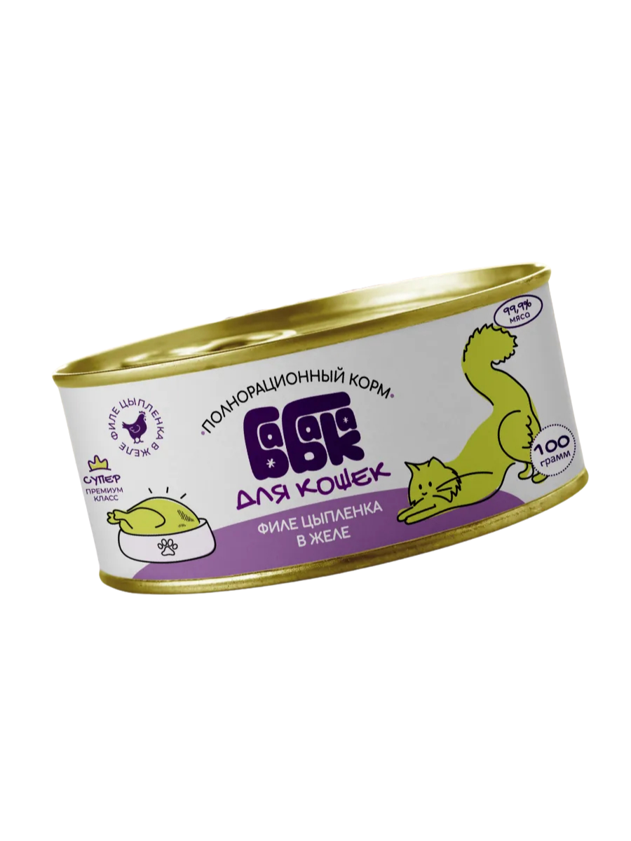 Бакака Влажный корм для кошек, филе цыпленка в желе, 100 гр