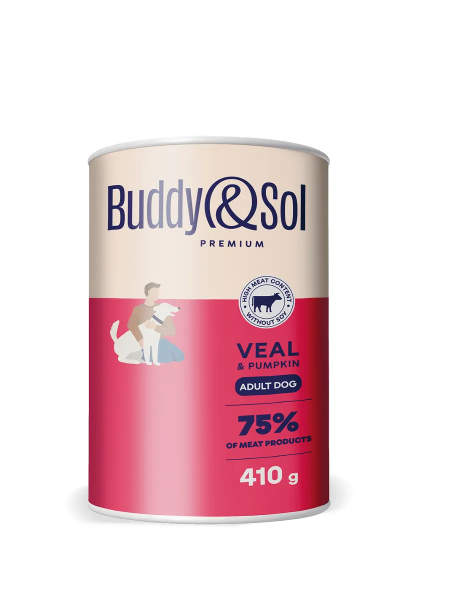 Buddy&Sol Влажный корм для собак с телятиной и тыквой, 410г