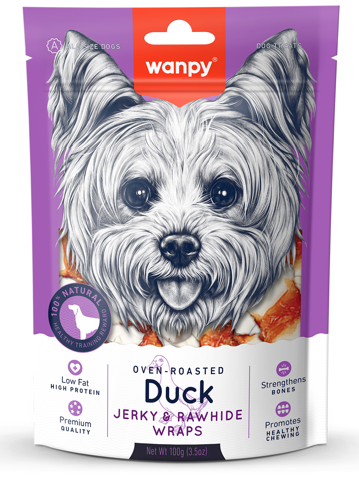 Wanpy Dog кости из сыромятной кожи с утиным мясом 100 г