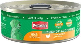Четвероногий гурман Мясное ассорти консервы для собак с индейкой 100 г