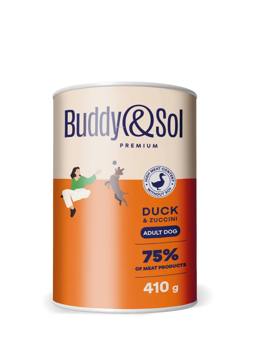 Buddy&Sol Влажный корм для собак с телятиной и уткой, 410г