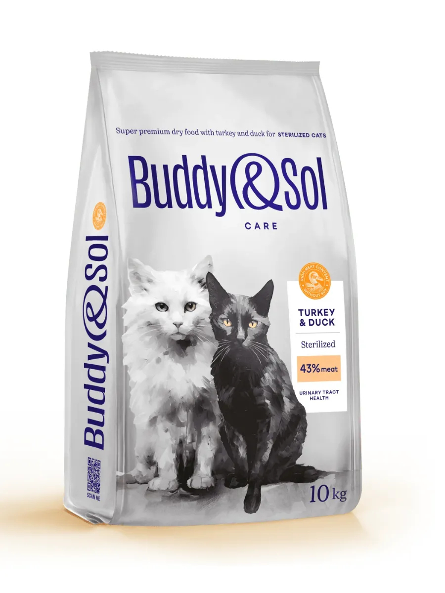 Buddy&Sol Care Сухой корм с индейкой и уткой для стерилизованных кошек 10кг