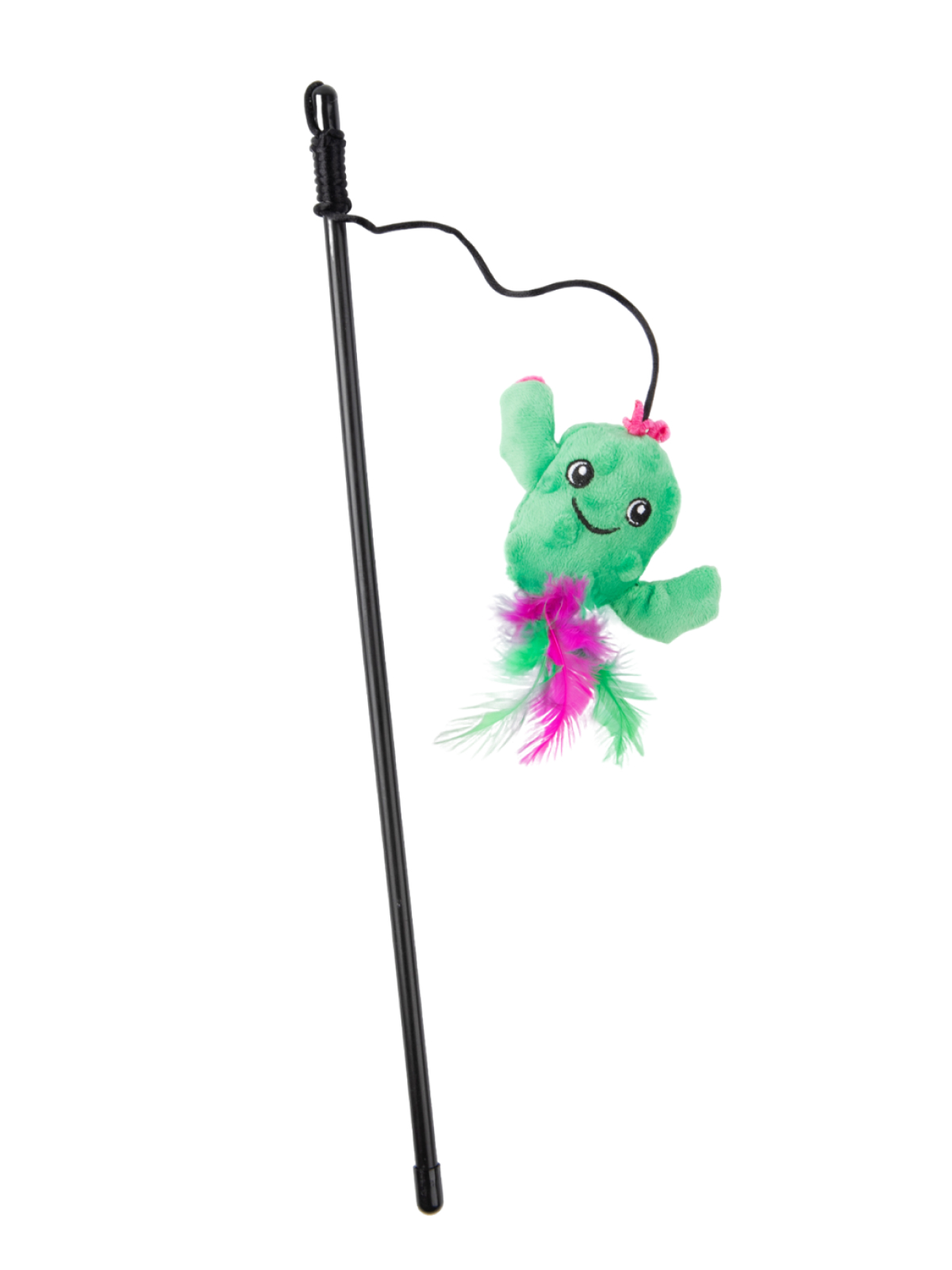 Игрушка-дразнилка Mr.Kranch для кошек Кактус плюшевая с кошачьей мятой и перышками 17 см зеленая