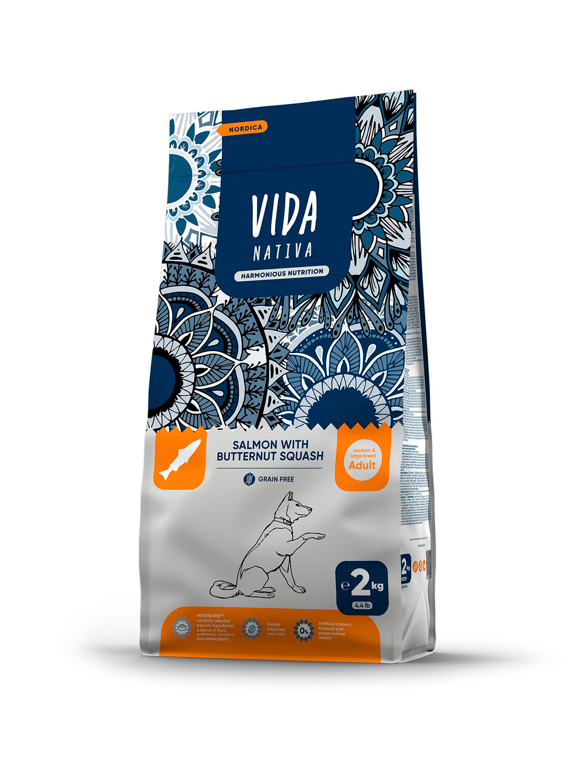 Сухой корм VIDA NATIVA для взрослых собак средних и крупных пород из лосося с мускатной тыквой 2 кг