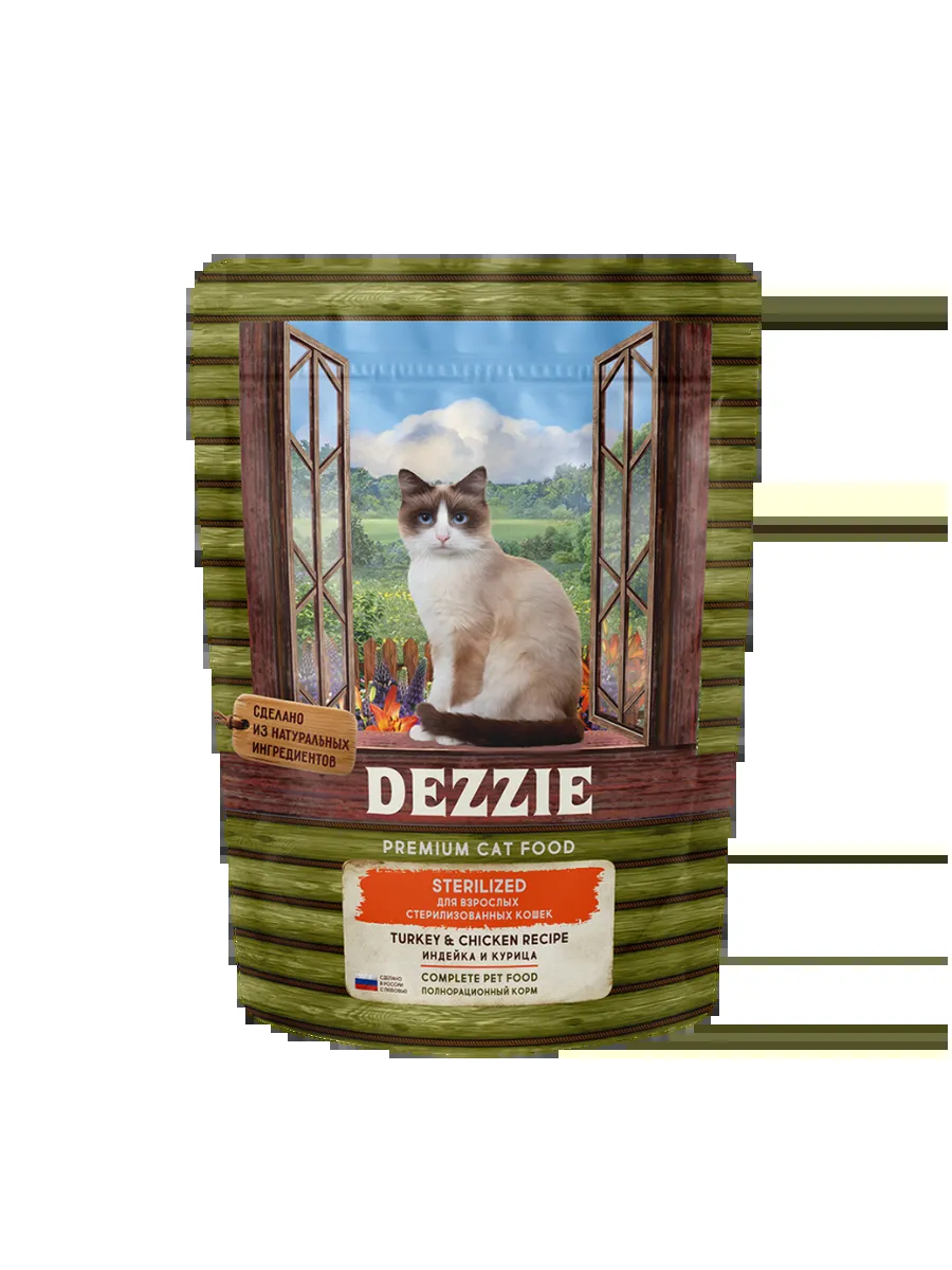 Dezzie Сухой корм для стерилизованных кошек, курица/индейка - 400 г