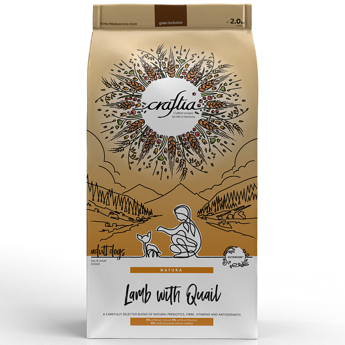 CRAFTIA Сухой корм для мелких собак из ягненка с перепелкой 7 кг