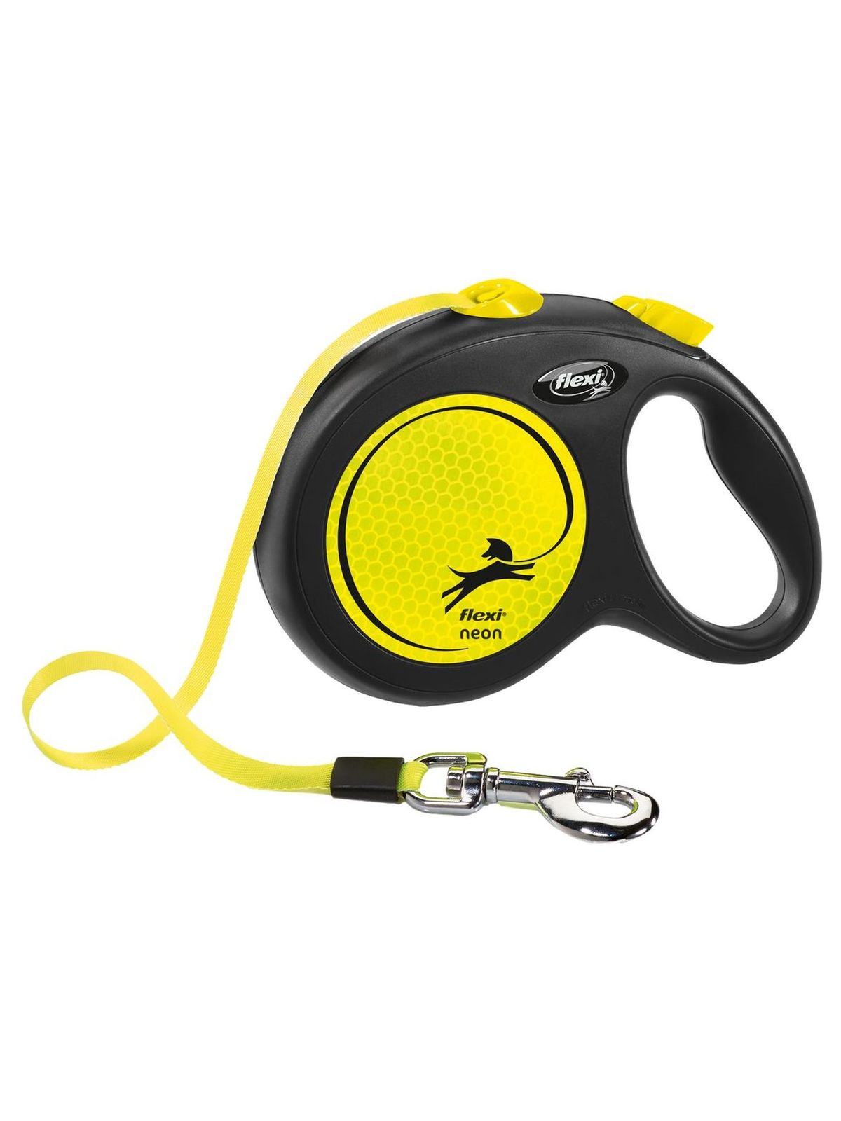 Flexi flexi рулетка Neon New L (до 50 кг) лента 5 м, светоотражающая, желтый неон