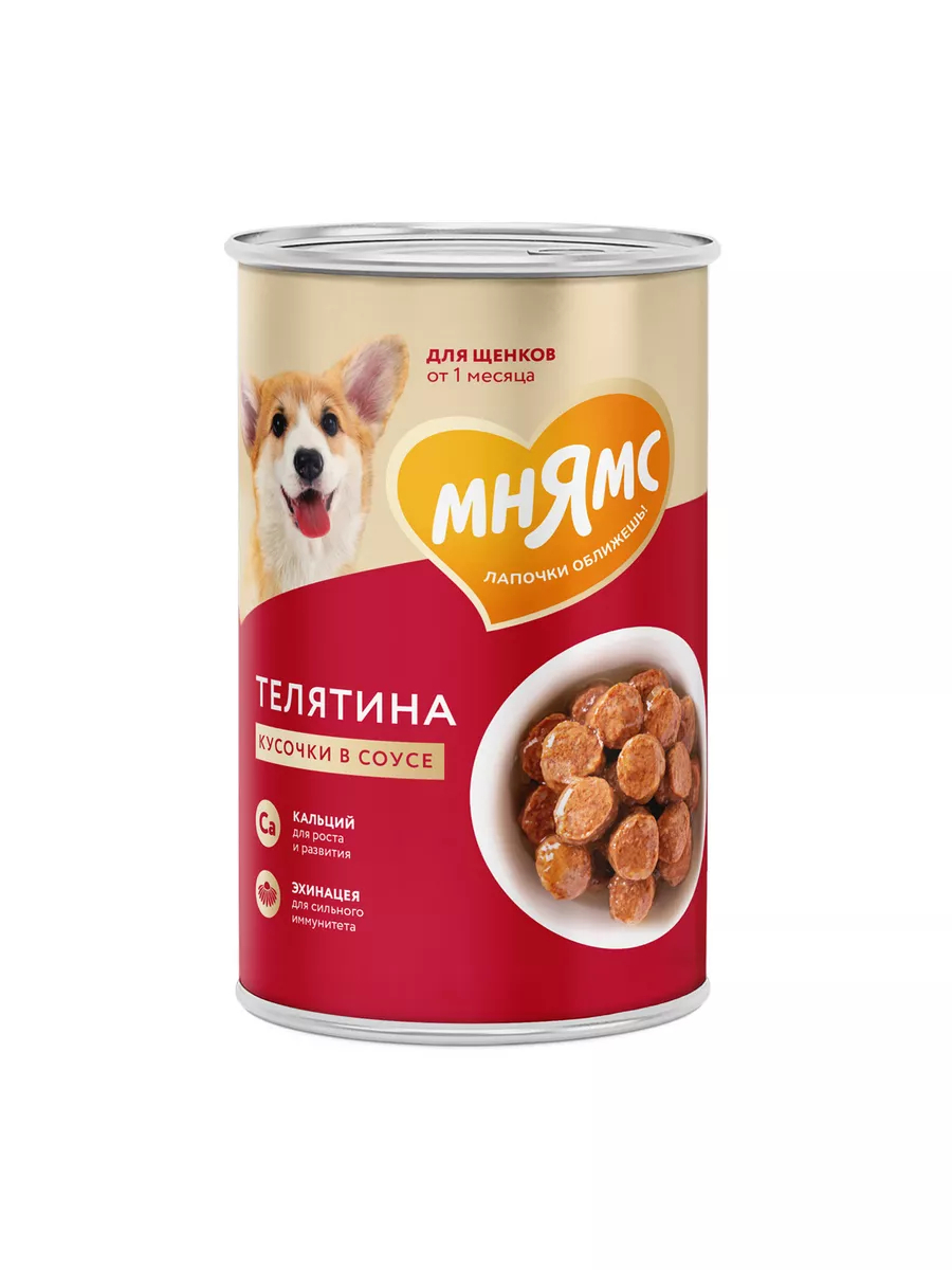 Мнямс Влажный корм в соусе с телятиной для щенков 12шт по 400 г