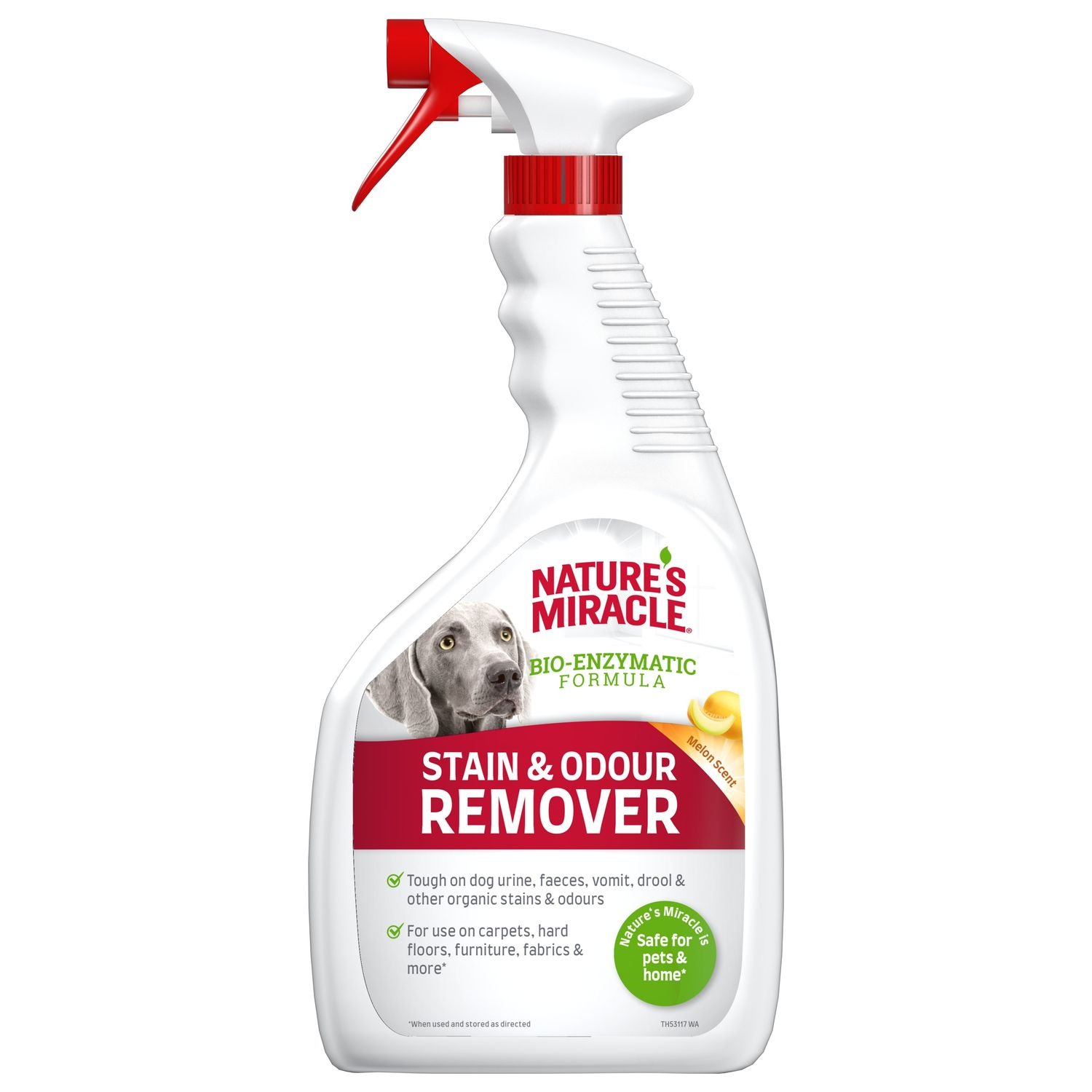 Уничтожитель пятен и запахов Nature's Miracle для собак универсальный с ароматом дыни, спрей 946 мл