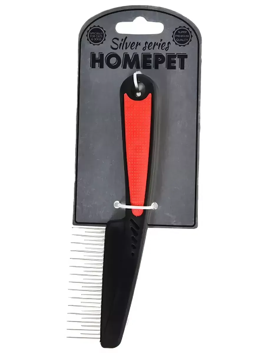 Расчёска для животных "Homepet Silver Series" с переменными зубьями пластиковая, 19,5 см х 5,5 см 29 зубьев