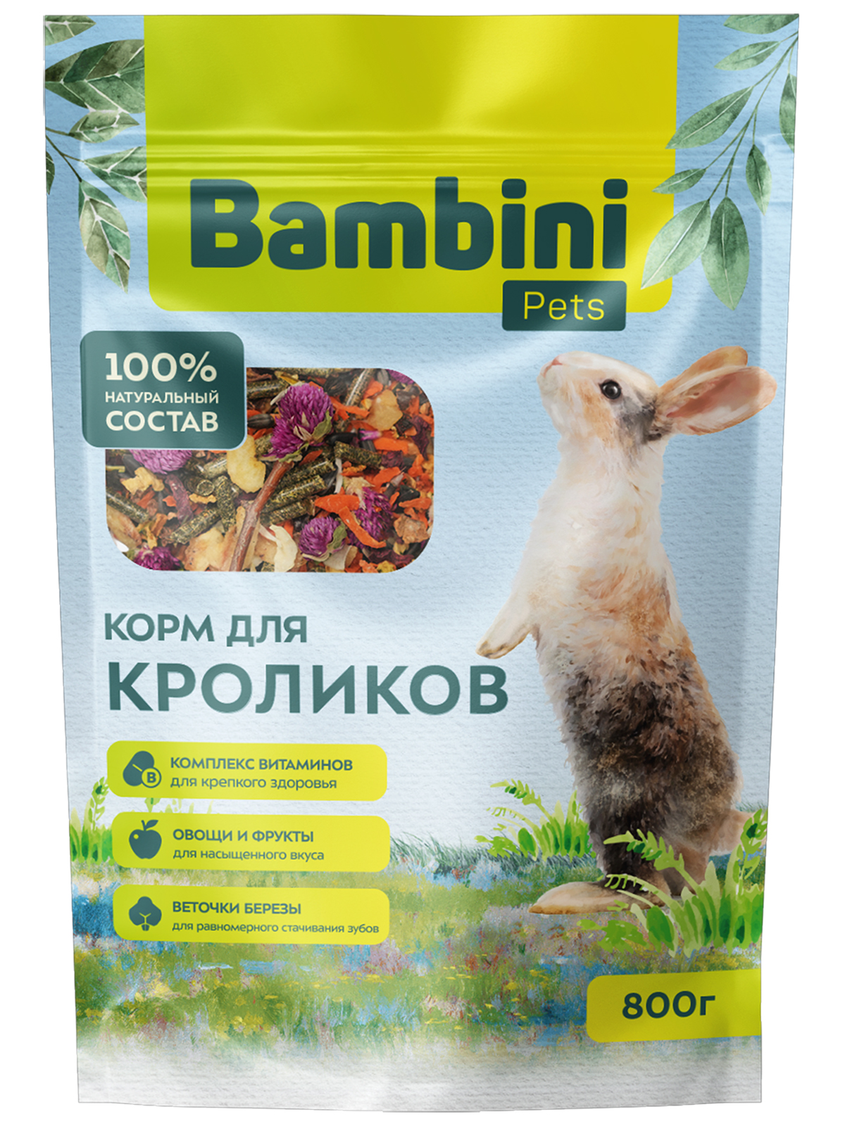 Bambini Pets Корм  для кроликов, 800 г
