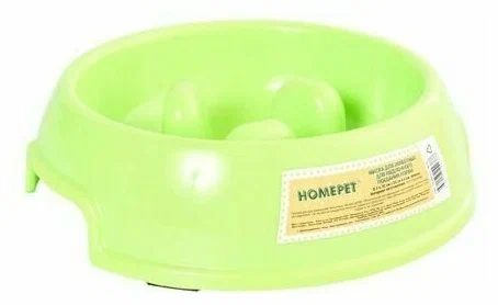 HOMEPET 0,7 л 22 см х 22 см х 6 см миска для животных для медленного поедания корма зеленая