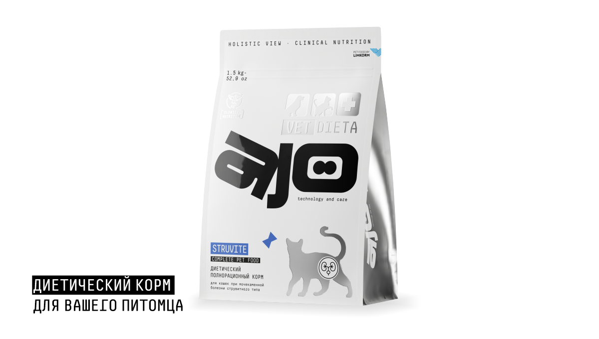 AJO Ajo Struvite Корм сухой для кошек при МКБ струвитного типа 1,5 кг