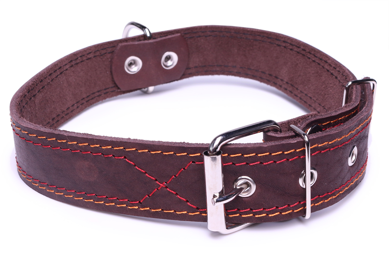 Ошейник кожаный LionPets без подклада б/у, с кольцом, ширина 35 мм AN-80 в асс.