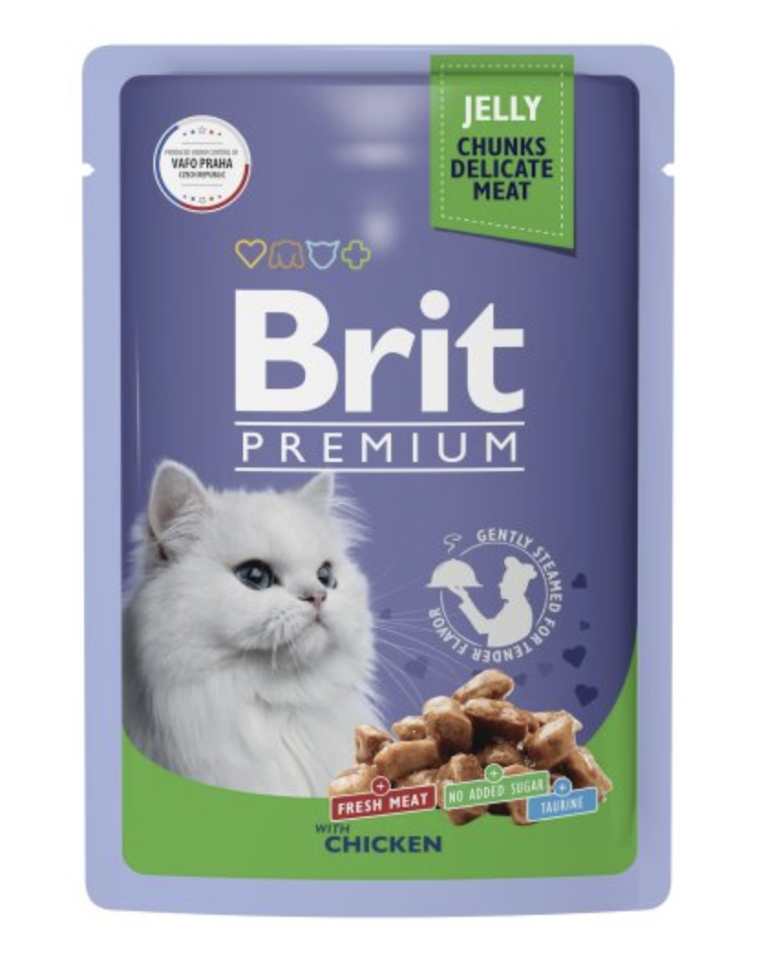 Brit Premium Брит Премиум Влажный корм для кошек, цыпленок в желе 85г 5050161