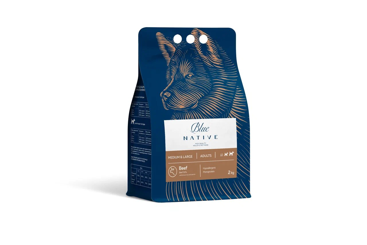 Blue Native Blue native Сухой корм для собак cредних и крупных пород c говядиной 2кг