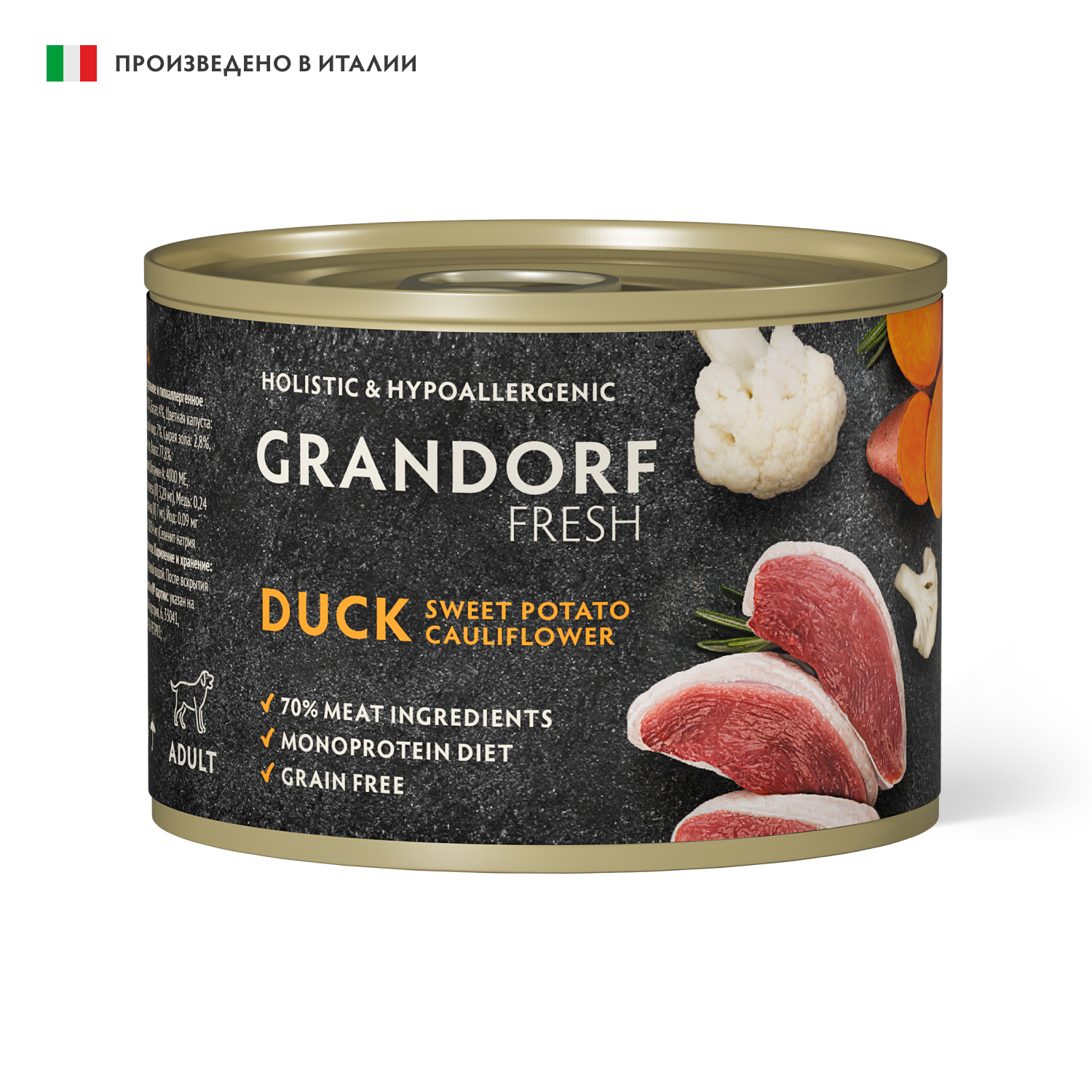 Grandorf Fresh Консервы для собак паштет из утки с бататом 200гр
