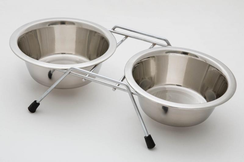 Миска метал. на ножках двойная 2х240мл VM-2700(А)3150