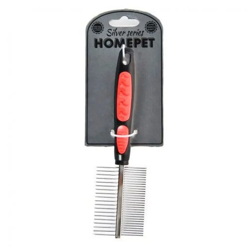 HOMEPET SILVER SERIES 20 см х 5 см 49 зубьев расческа металлическая двухсторонняя