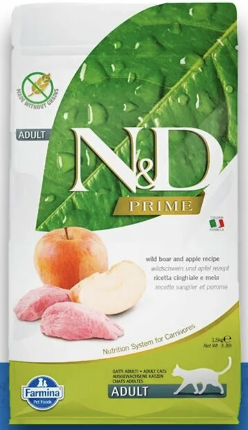 Farmina N&D Prime корм для взрослых кошек кабан с яблоком 1,5кг