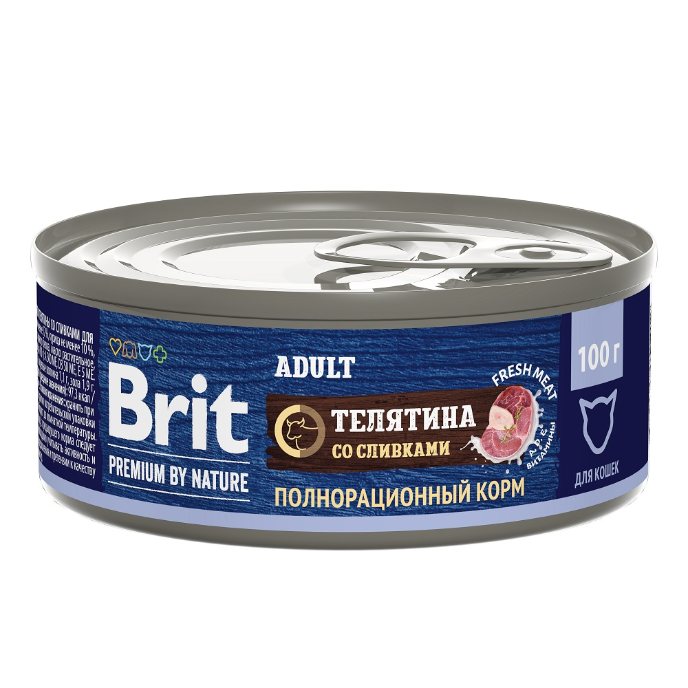 Brit Premium by Nature Консервы для кошек, телятина и сливки, 100г
