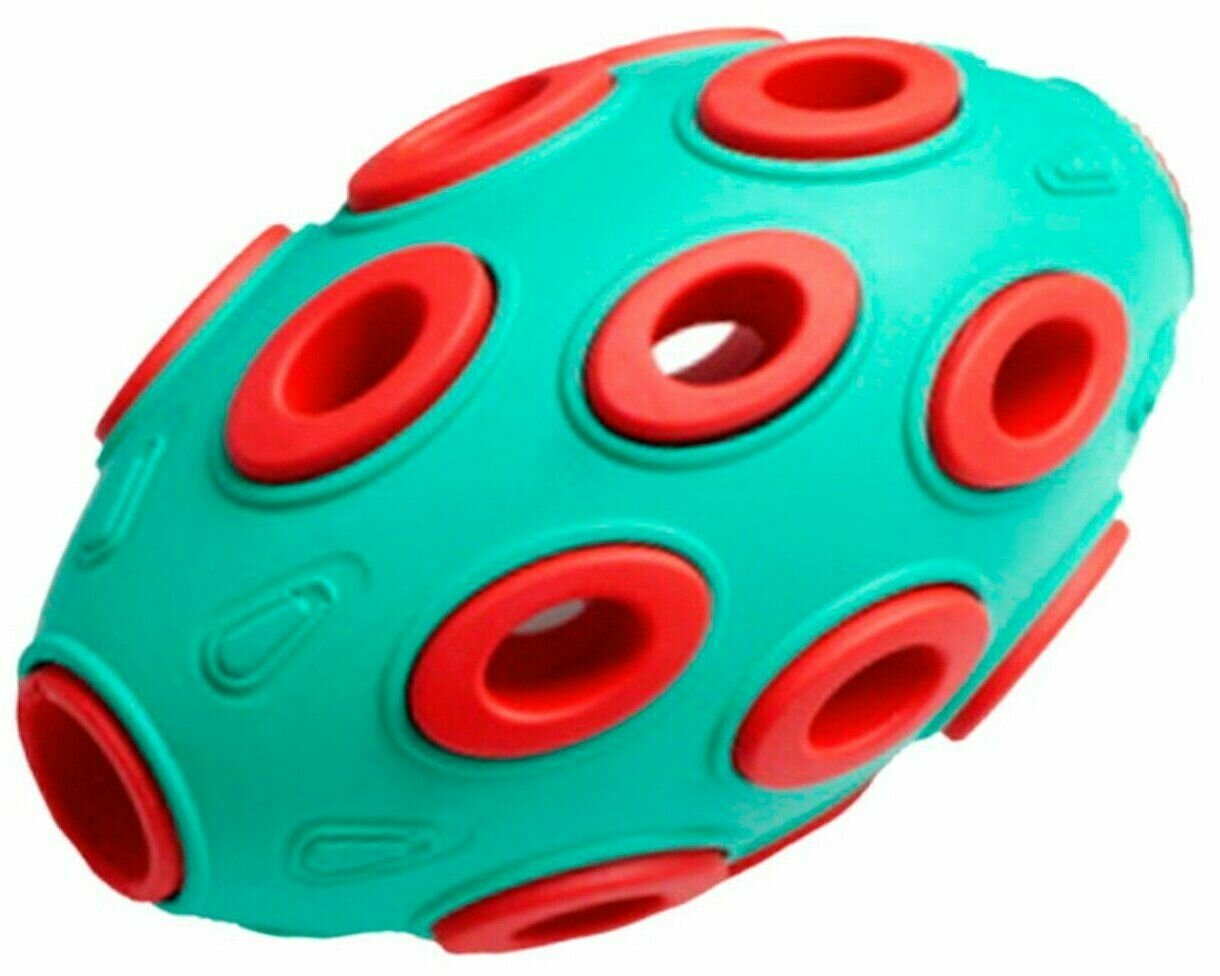 Игрушка для собак "HomePet Silver Series" мяч регби бирюзово-красный каучук 7,6 см х 12 см