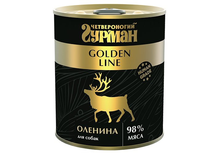 Консервы для собак "Четвероногий гурман" Golden line, оленина в желе, 340г