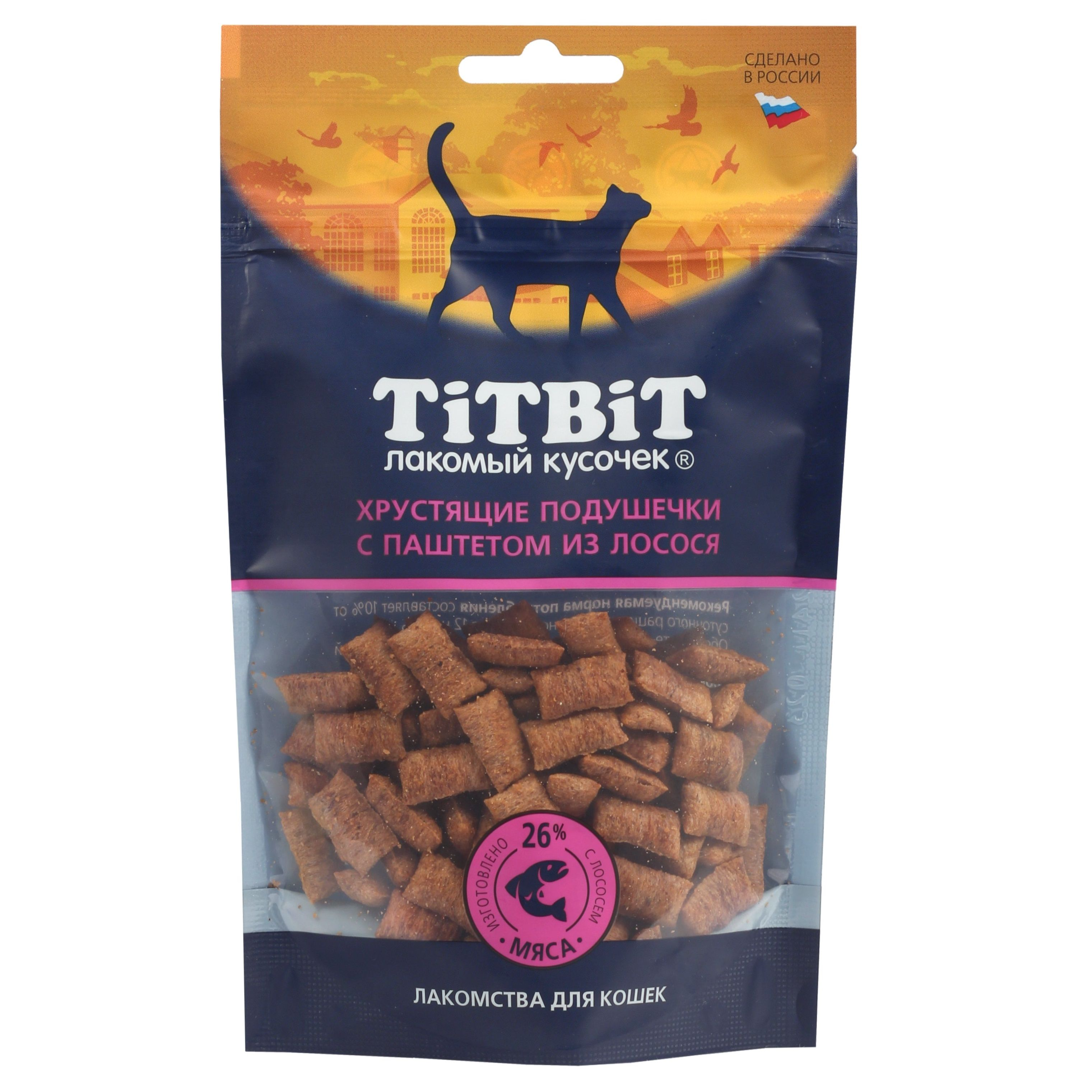 TiTBiT Лакомство подушечки для кошек с паштетом из лосося 60 гр 4690538025314