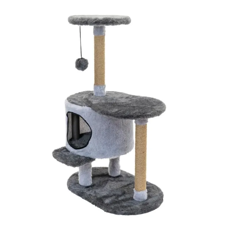 Моськи-Авоськи Когтеточка-домик КИРА разборный с площадкой, 56*42*h90см (мех, джут), серый