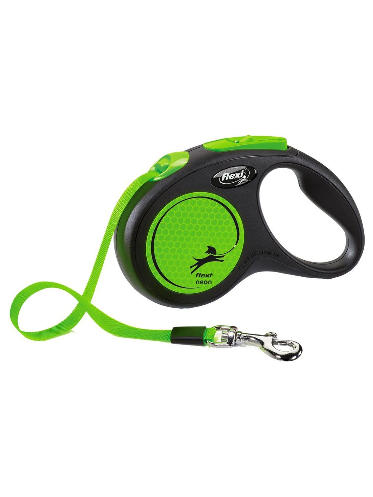 Flexi flexi рулетка Neon New S (до 15 кг) лента 5 м, светоотражающая, зеленый неон