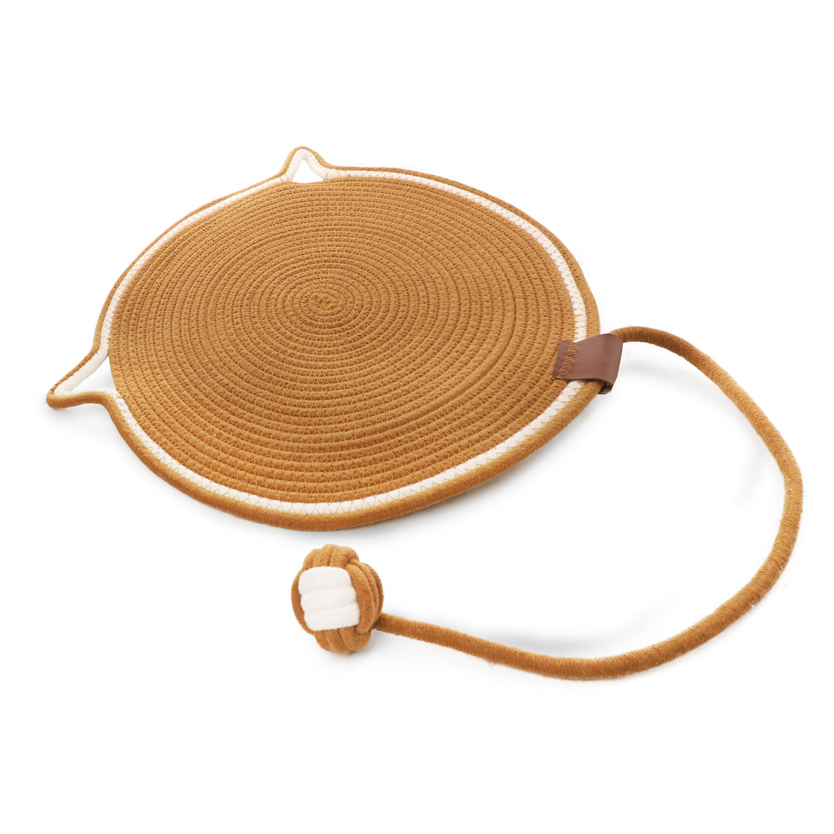 Triol Когтеточка-коврик из хлопкового шнура с шариком "Ушки", коричневая, 400*400мм