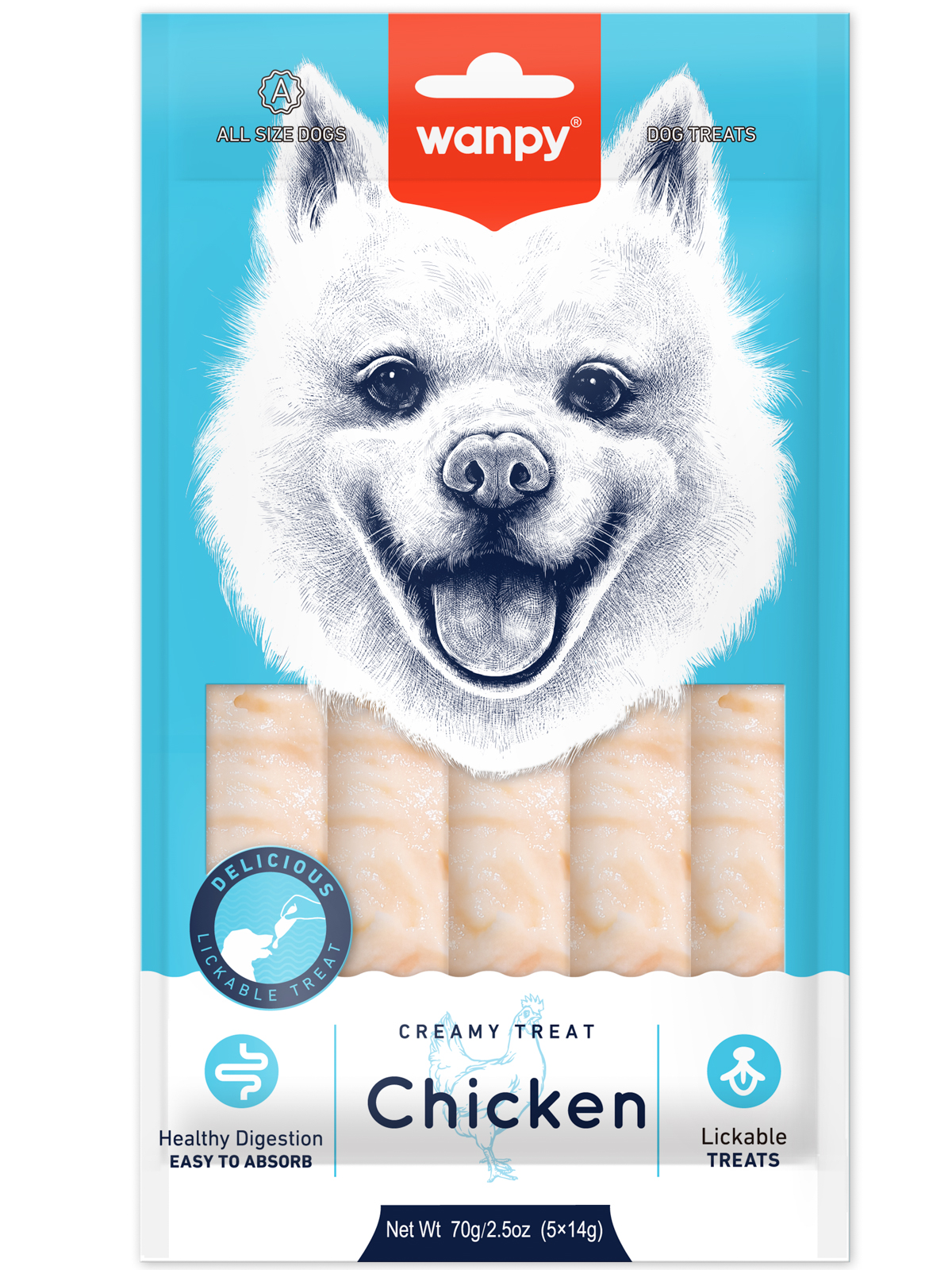 Wanpy Dog Крем лакомство для собак "нежное пюре" из курицы 70 г