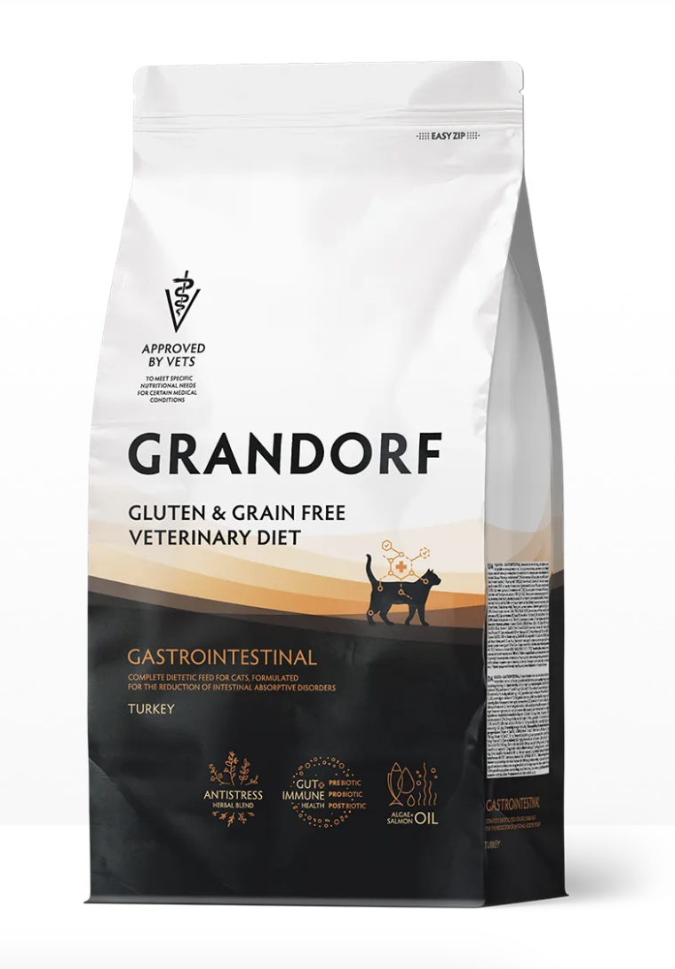 Полнорационный диетический корм для кошек при расстройствах пищеварения (GRANDORF VETERINARY DIET Cat GASTROINTESTINAL) 2 кг