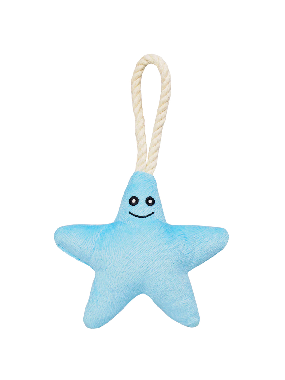Игрушка Mr.Kranch для собак мелких и средних пород Звездочка с канатом и пищалкой 26х16х5см, нежно-голубая