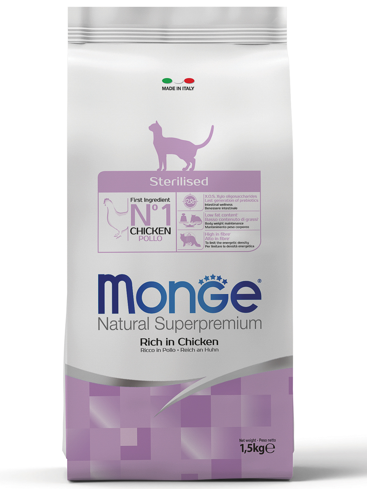 Сухой корм Monge Cat Daily Line Sterilised для стерилизованных кошек, из курицы 1,5 кг