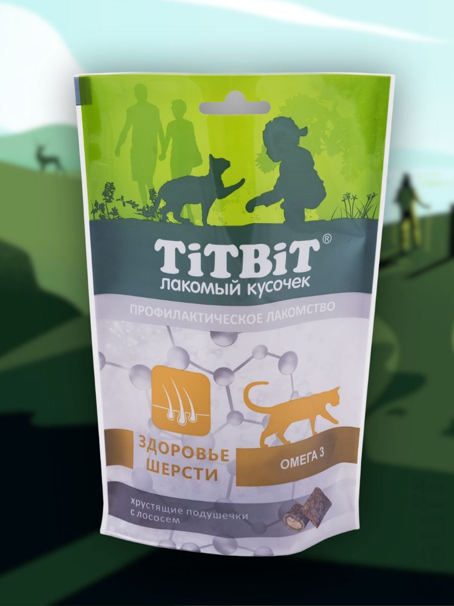 TiTBiT Лакомство подушечки для кошек с лососем 60 гр 4690538015391