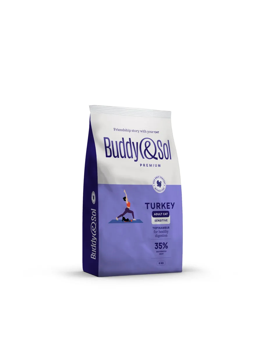 Buddy&Sol Сухой корм для кошек с чувствит. пищевар. с индейкой 8кг