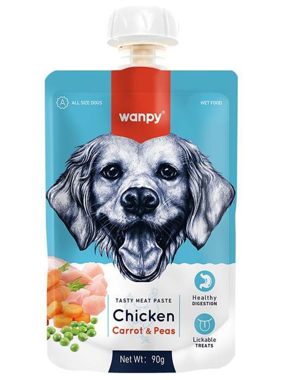Wanpy Dog Лакомство для собак Мясной мусс из курицы и моркови с горохом 90 г