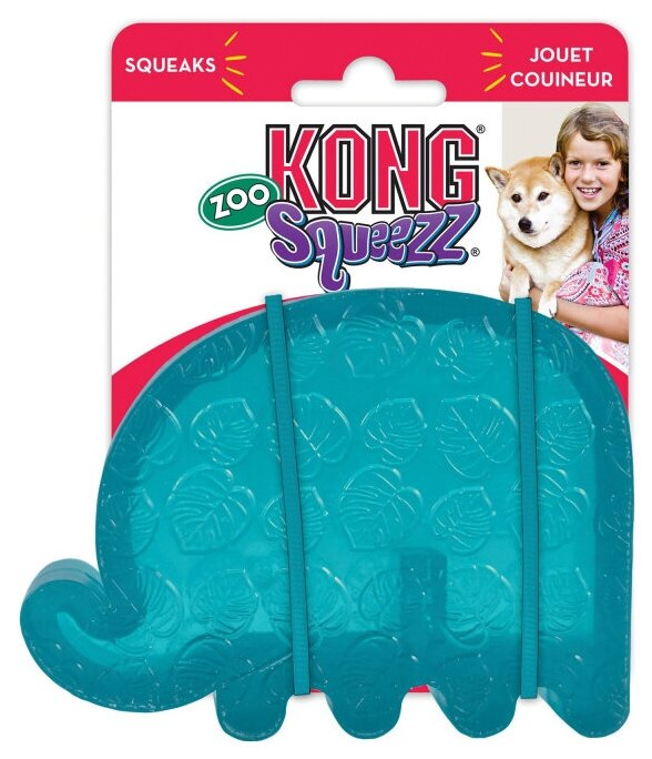 Игрушка для собак "Kong Squeezz ZOO" Слон малый (12х9 см)