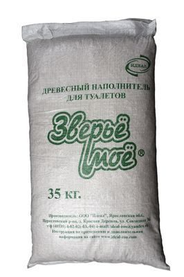 Наполнитель "Зверьё Моё" древесный, мелкие гранулы 35кг