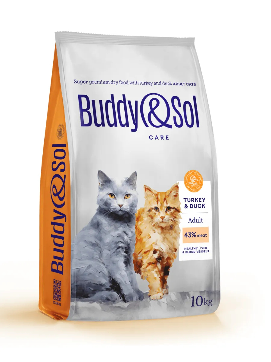 Buddy&Sol Care Сухой корм с индейкой и уткой для кошек 10кг
