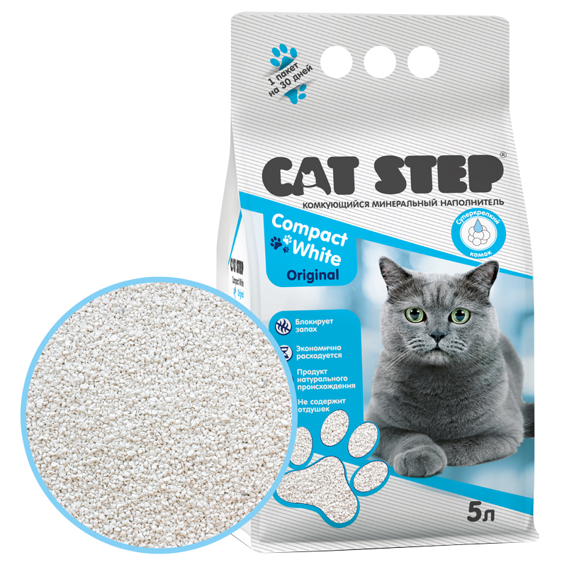 CAT STEP Compact White Original Наполнитель комкующийся 5л