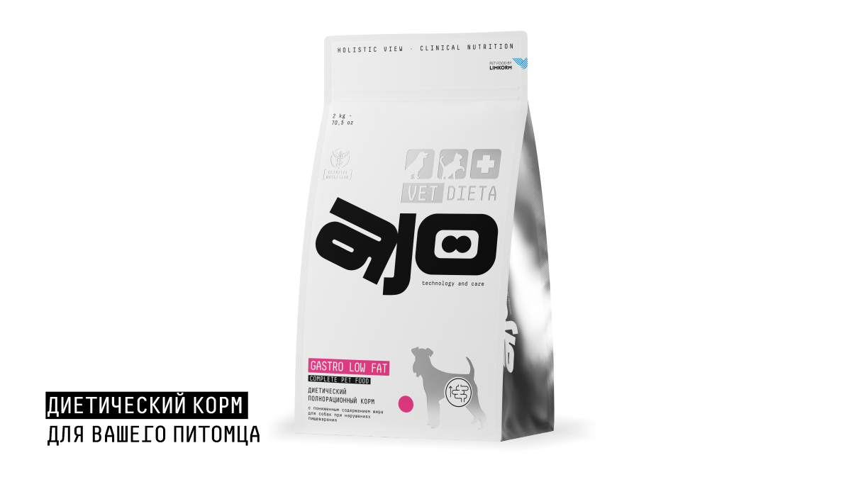 AJO Ajo Gastro Low Fat Корм сухой для собак при нарушениях пищеварения 2 кг