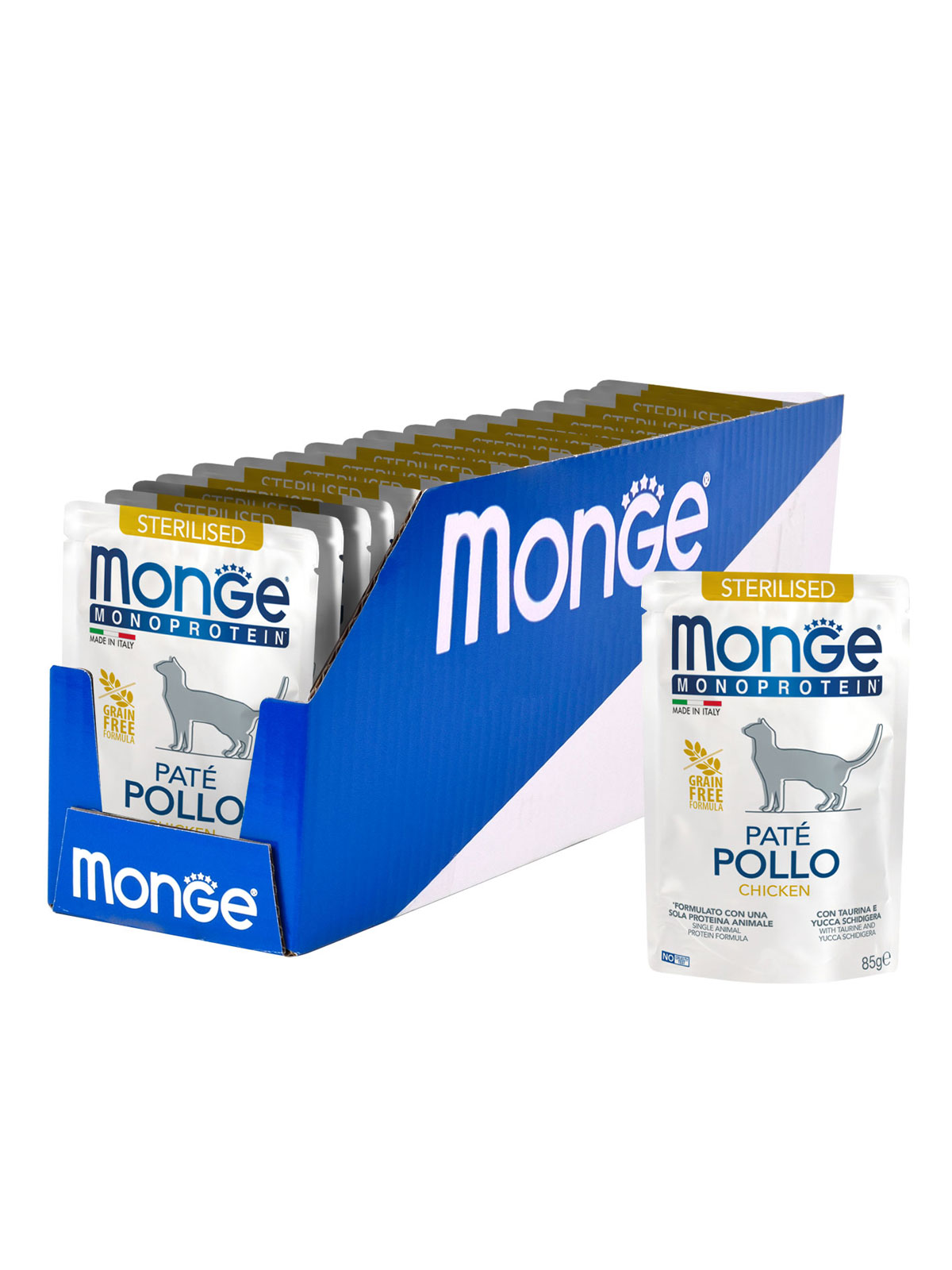 Влажный корм Monge Cat Monoprotein для стерилизованных кошек, из курицы, паучи 85 г -28 шт