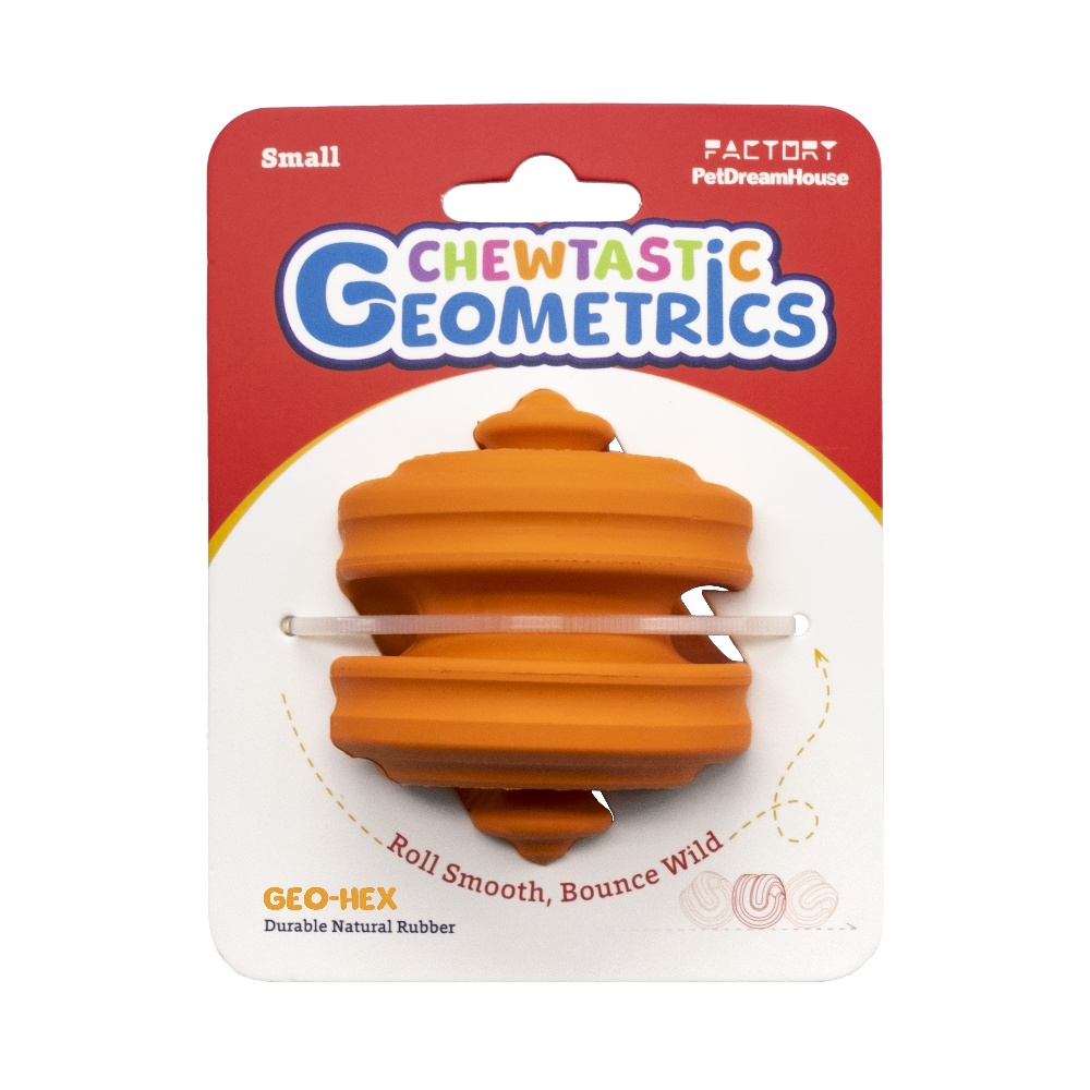 Игрушка интерактивная для собак из натурального каучука Chewtastic Geometrics Geo-Hex, оранжевый