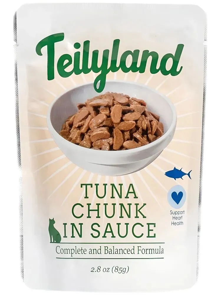 Pettric Teilyland Корм для кошек влажный полнорационный, кусочки тунца в соусе, 85 г