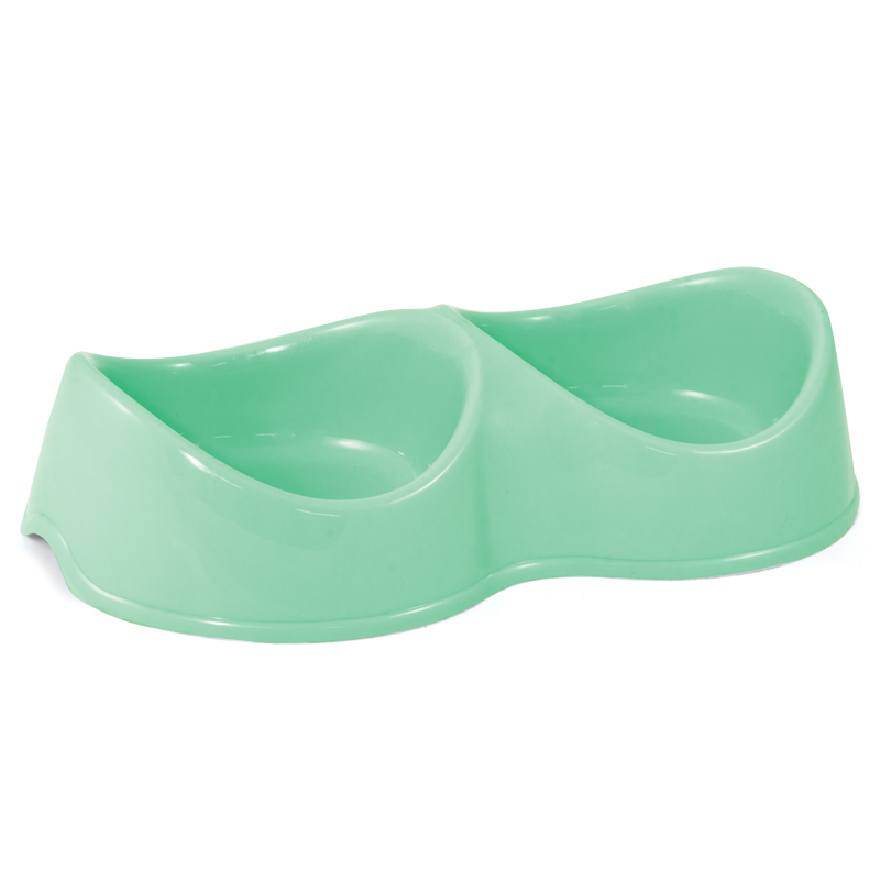 Gamma Миска пластиковая двойная "Бисквит", бирюзовая, 2*0,2л